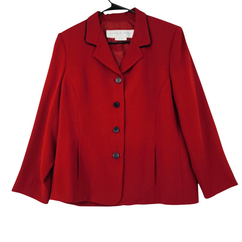 Vtg Garfield & Marks Blazer‎ sz 12P Women Red Black 4 Button Pockets USA Made